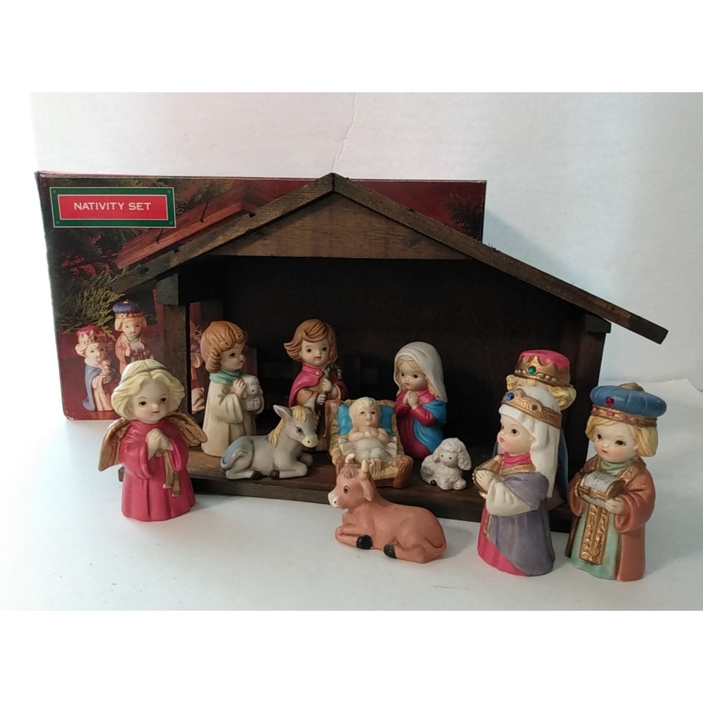 Rare VTG Mervyns Nativity Porcelain Figures 12 Piece Set Complete